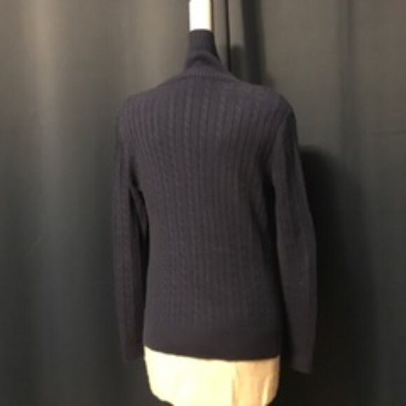 Blue Shawl Collar 100% Cotton Pullover Sweater - Picture 2 of 2